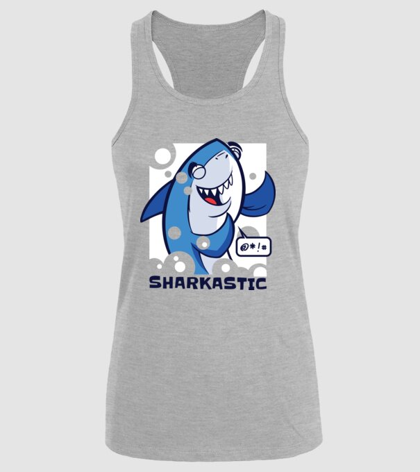 Sharkastic - Rechinul sarcastic model gri pe tricou