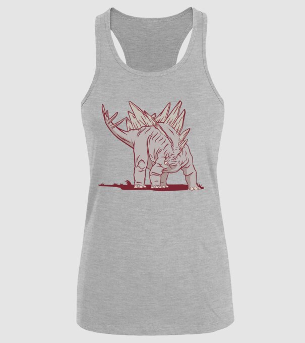 Stegosaurus dinozaur model gri pe tricou