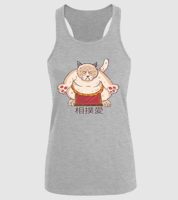 Pisică Sumo model gri pe tricou