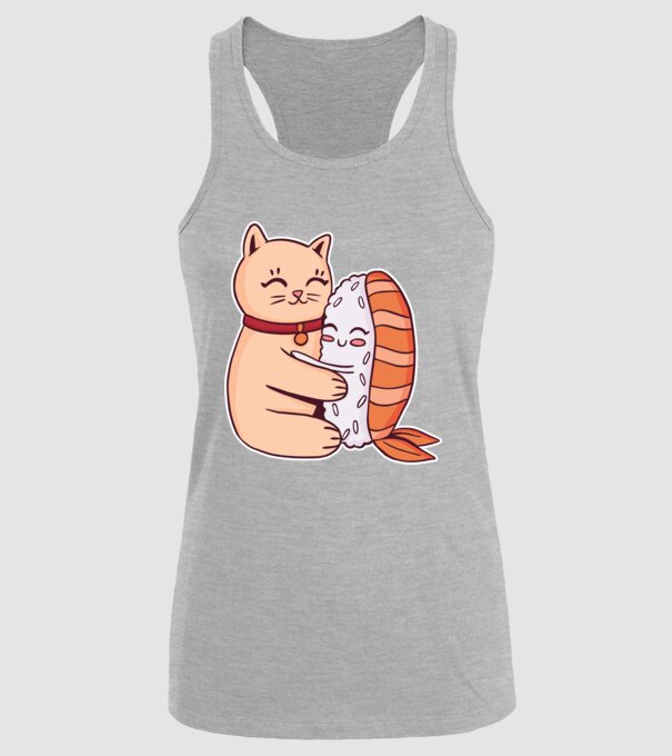 Sushi cu Pisică model gri pe tricou
