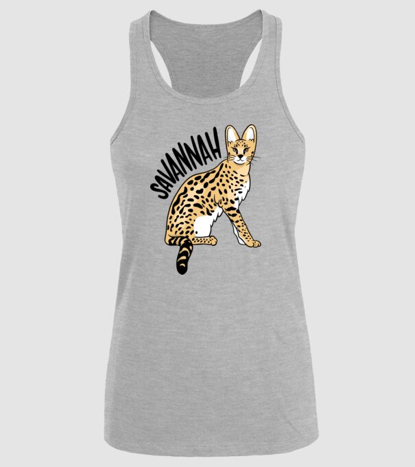 Pisică Savannah model gri pe tricou
