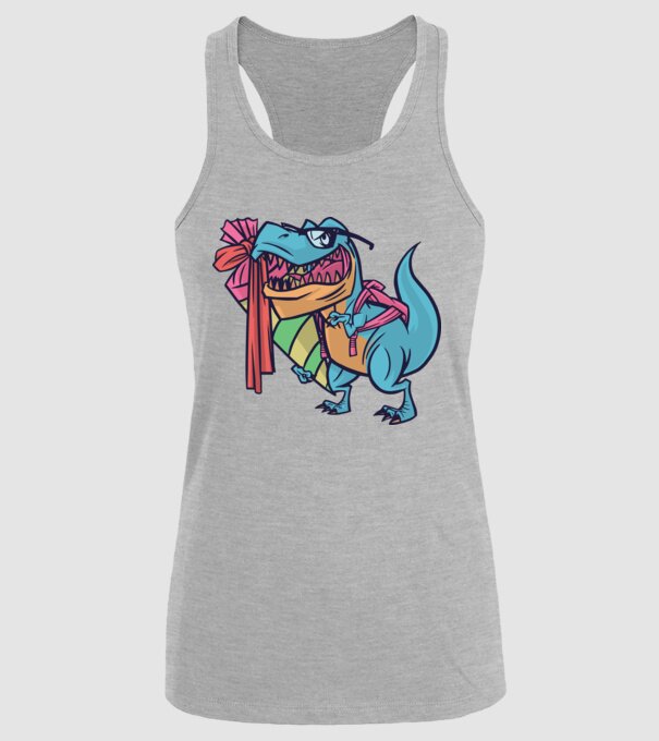 Elev T-rex model gri pe tricou