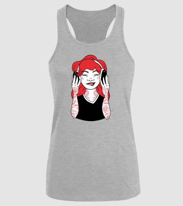 Fată Gamer tatuată model gri pe tricou