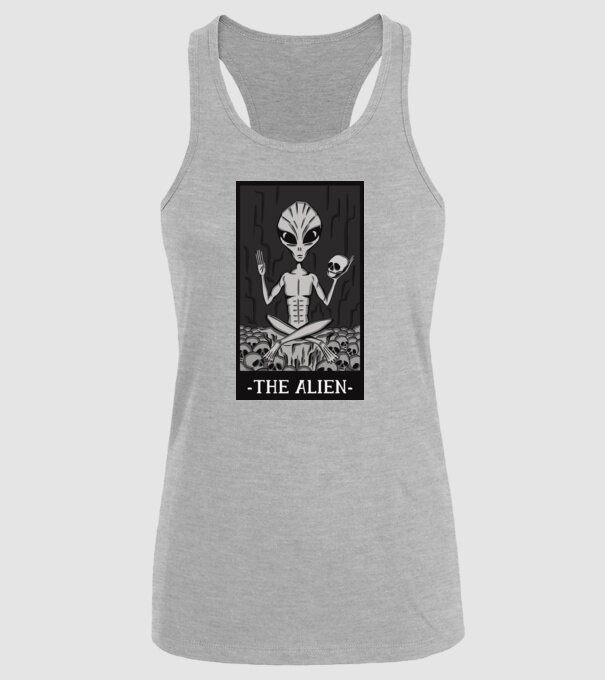 Extraterestru - Carte de tarot model gri pe tricou