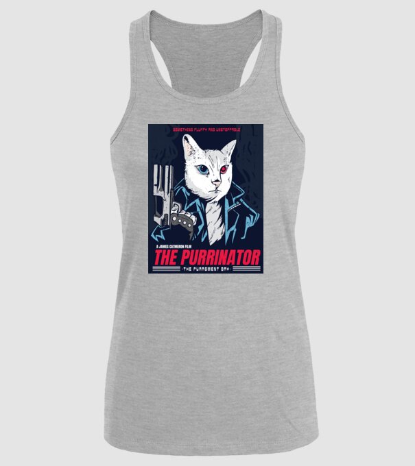 The Purrinator Pisică model gri pe tricou