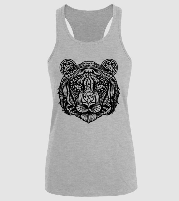 Tigru Mandala model gri pe tricou