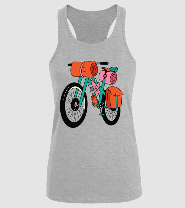 Bicicletă Drumeție model gri pe tricou