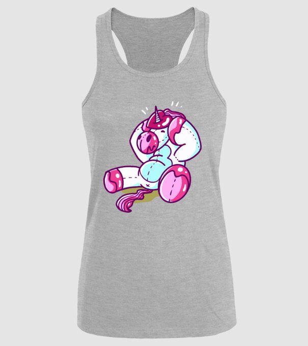 Unicorn cu inimă încornorată model gri pe tricou