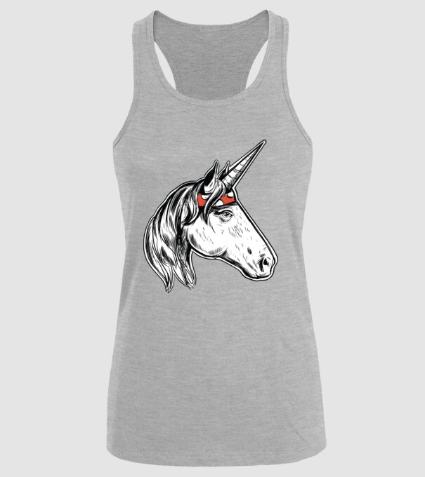 Cal Unicorn model gri pe tricou