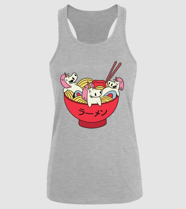 Unicorn Ramen model gri pe tricou