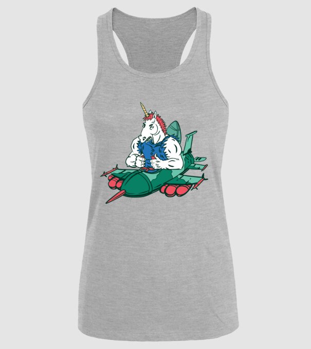 Unicorn Avion de vânătoare model gri pe tricou