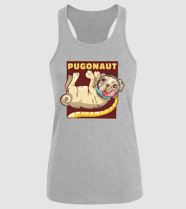 Mops Astronaut model gri pe tricou