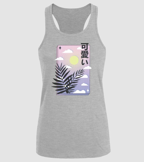 Vaporwave Val model gri pe tricou