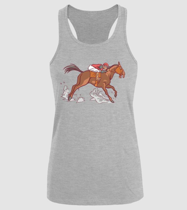 Cal de cursă Călăreț model gri pe tricou