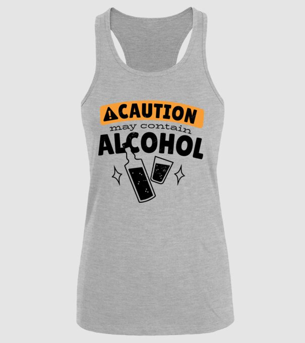 Atenție, poate conține alcool model gri pe tricou