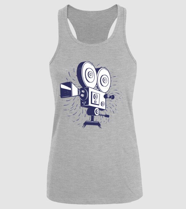 Camera video retro Vintage model gri pe tricou