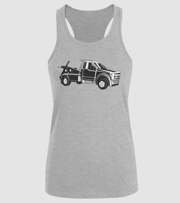 Mașină de remorcare model gri pe tricou