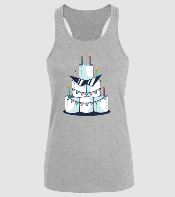 Tort de zi de naștere din hârtie igienică model gri pe tricou