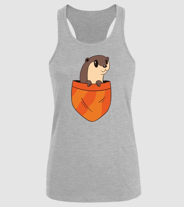Vidra de buzunar model gri pe tricou