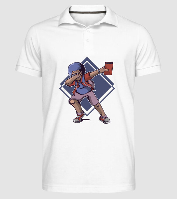 Student afro model alb pe tricou