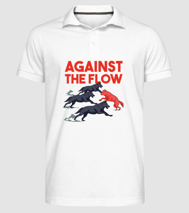 Against the flow - Împotriva curentului model alb pe tricou