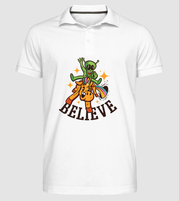 Unicorn Alien model alb pe tricou