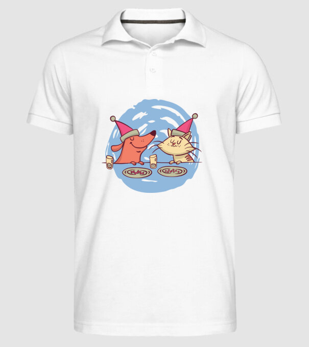 Petrecere de Crăciun animale model alb pe tricou