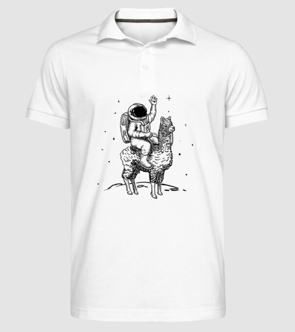 Alpaca Astronaut model alb pe tricou