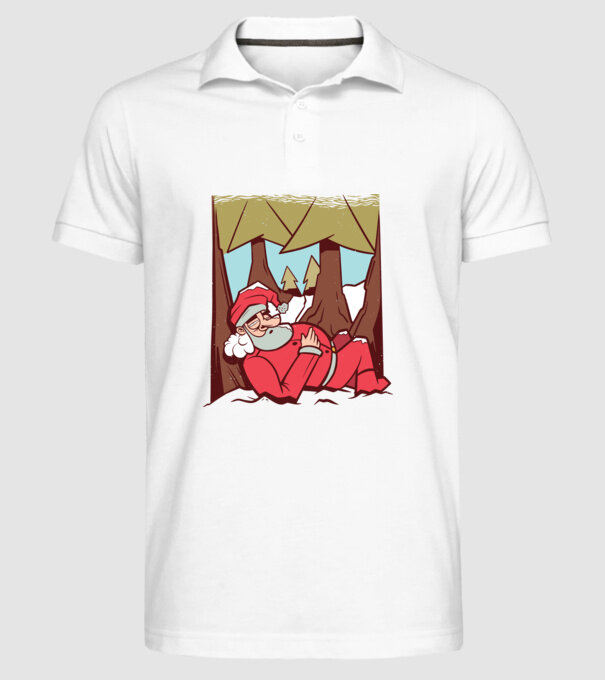 Moș Crăciun dormind model alb pe tricou