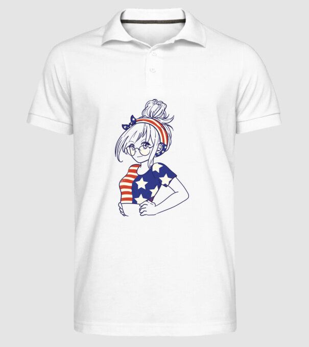 fată Americană Anime model alb pe tricou