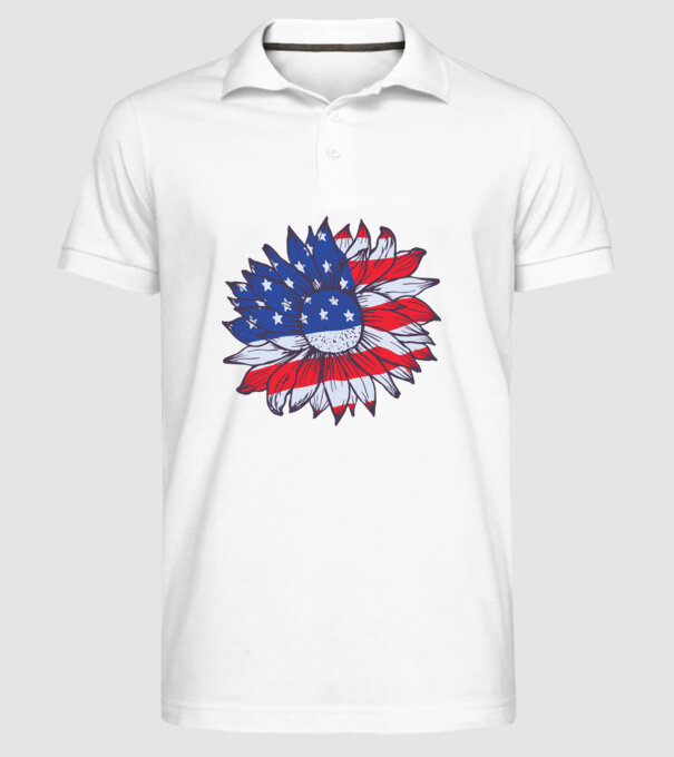 Floarea-soarelui americană Usa Sunflower model alb pe tricou
