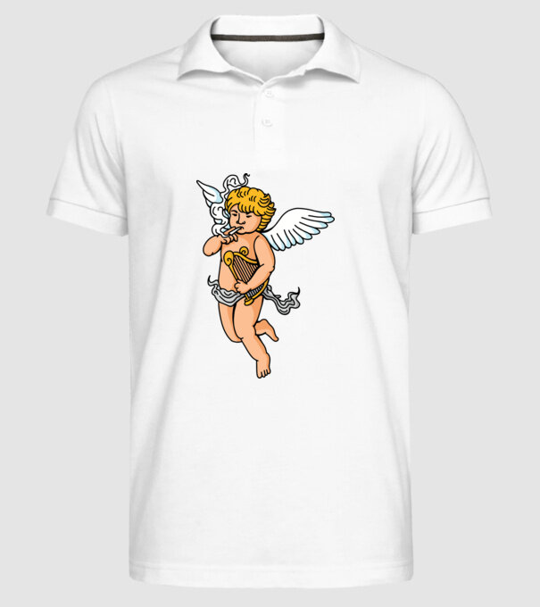 Înger cu Țigaretă model alb pe tricou