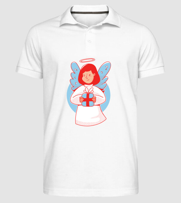 Înger cu un cadou model alb pe tricou