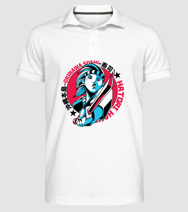 Fată Anime cu sabie model alb pe tricou