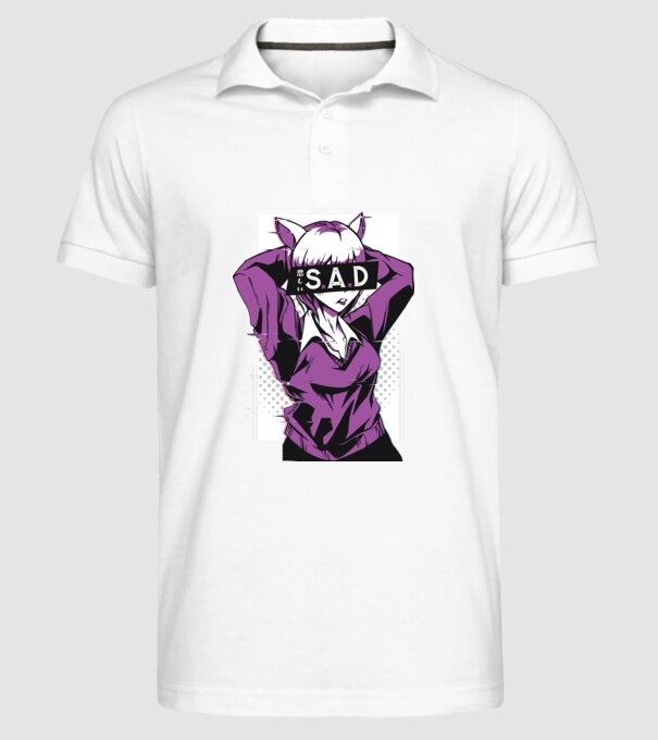 Anime fată tristă model alb pe tricou