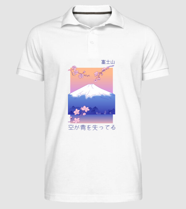 Anime Vaporwave munte model alb pe tricou