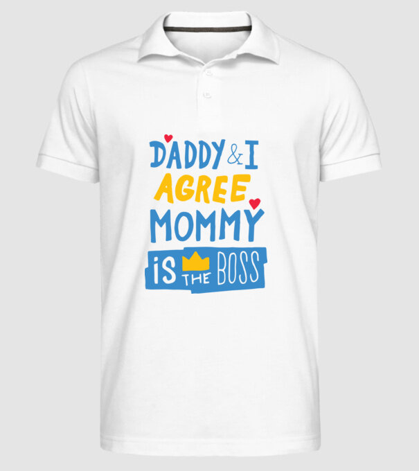 Mama e șefa model alb pe tricou