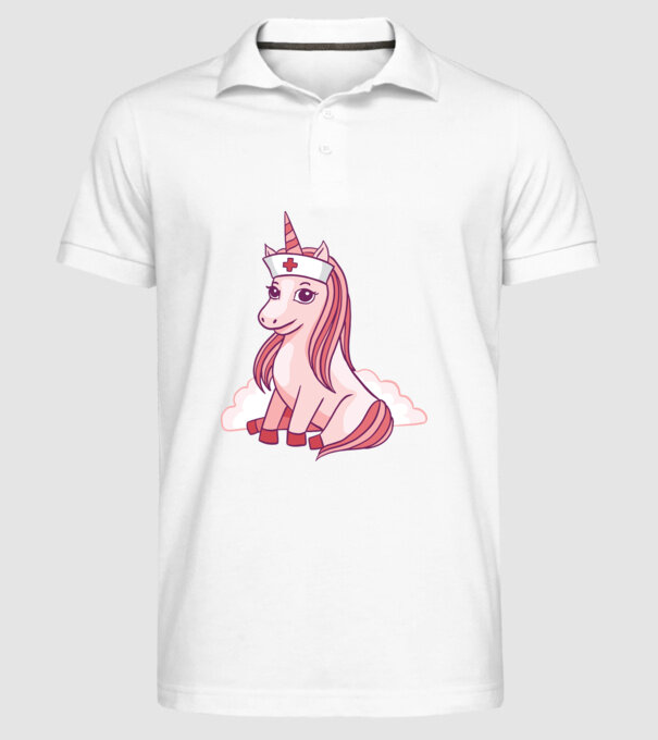 Îngrijitor unicorn model alb pe tricou