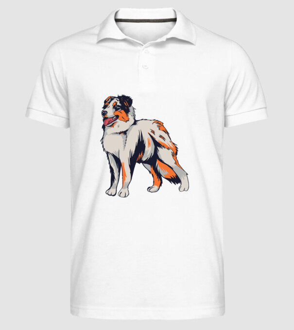 Câine ciobănesc Australian model alb pe tricou
