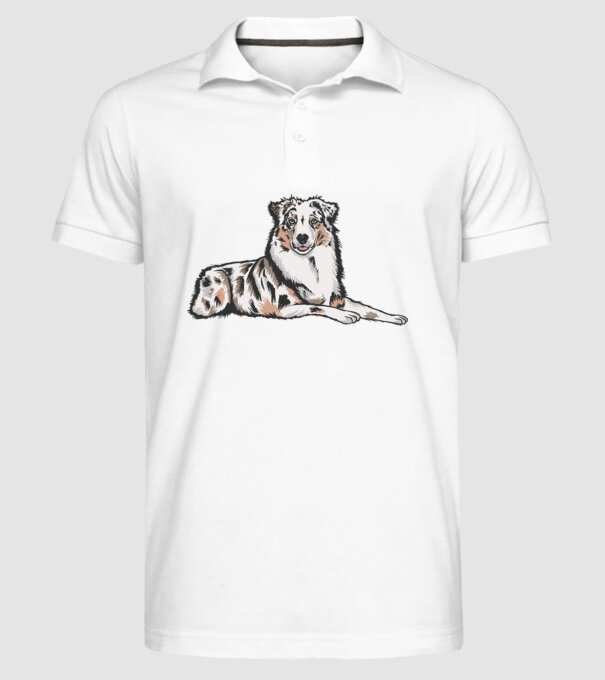 Câine ciobănesc Australian model alb pe tricou