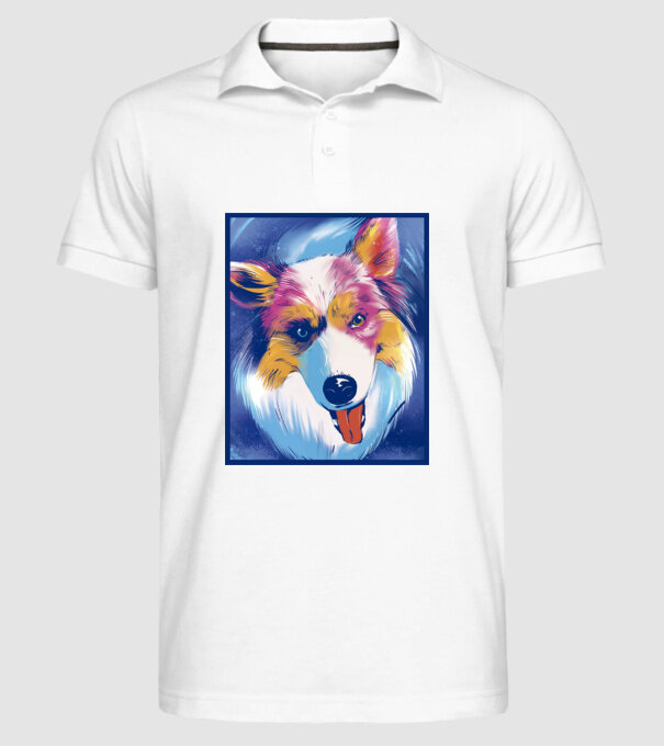 Câine ciobănesc australian model alb pe tricou