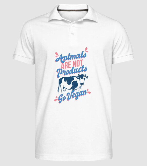 Animalele nu sunt produse, fii vegan tricou model alb pe tricou