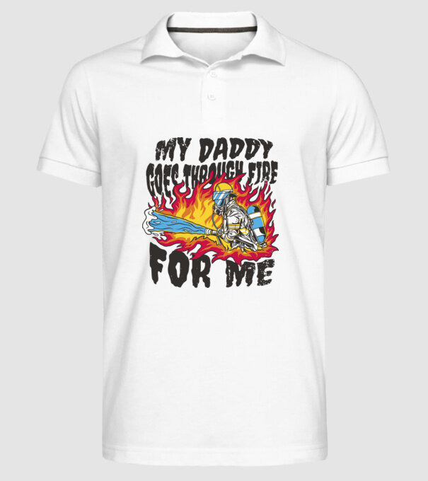 Tatăl meu trece și prin foc pentru mine model alb pe tricou