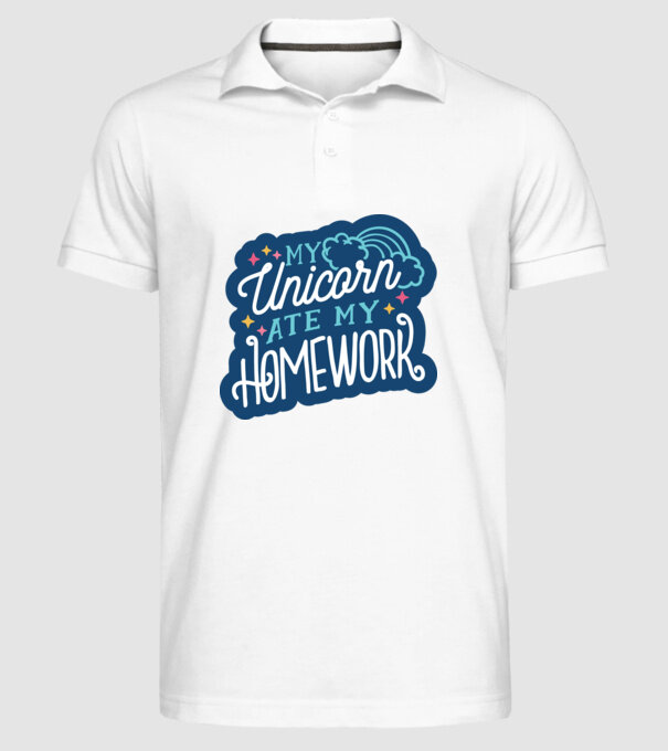 Unicornul meu mi-a mâncat tema de casă model alb pe tricou
