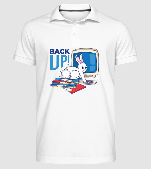 Back up bunny model alb pe tricou
