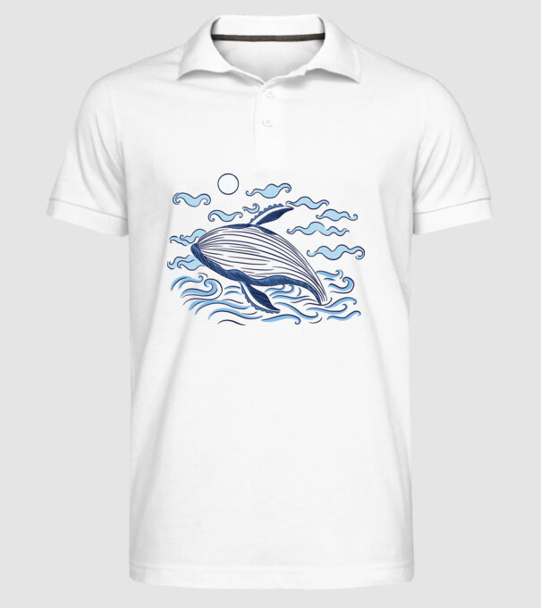 Balenă model alb pe tricou