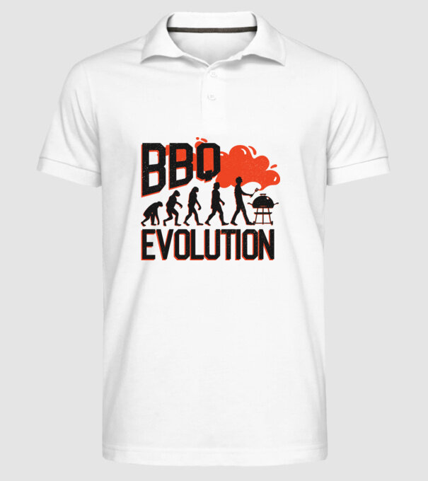 BBQ Evoluție Grătar model alb pe tricou