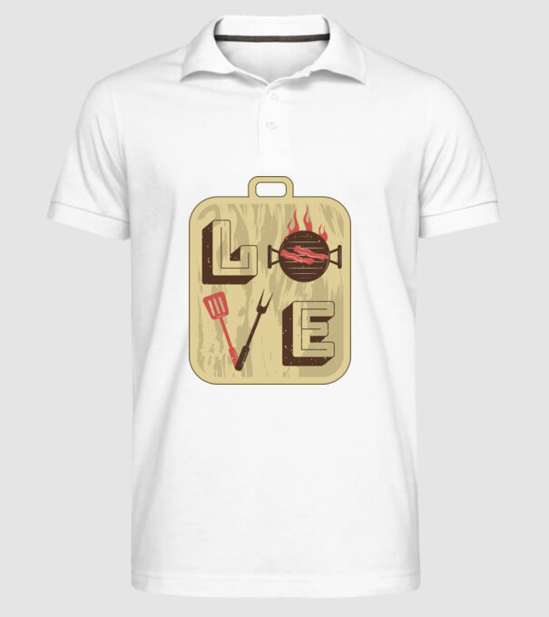 Dragoste BBQ model alb pe tricou