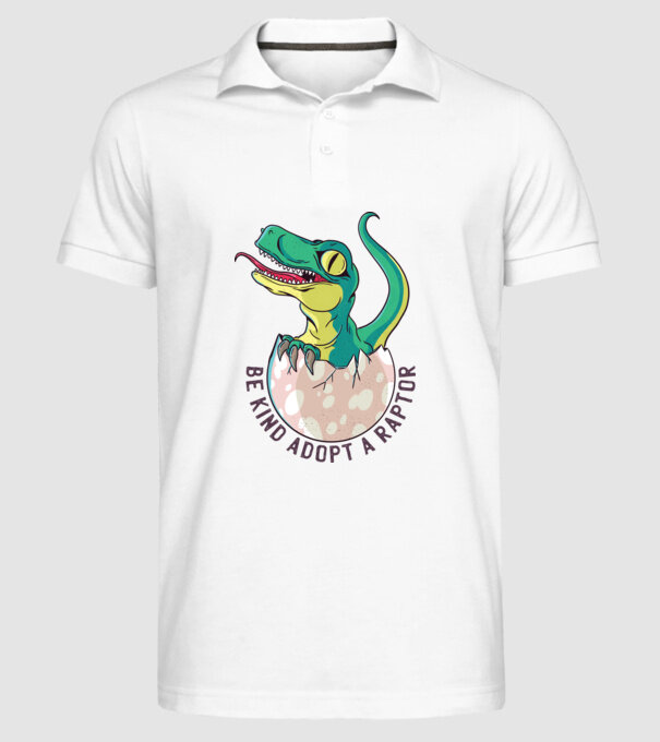Be kind adopt a Raptor tricou cu dinozaur model alb pe tricou