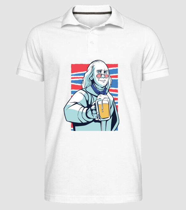 Benjamin Franklin Beer model alb pe tricou